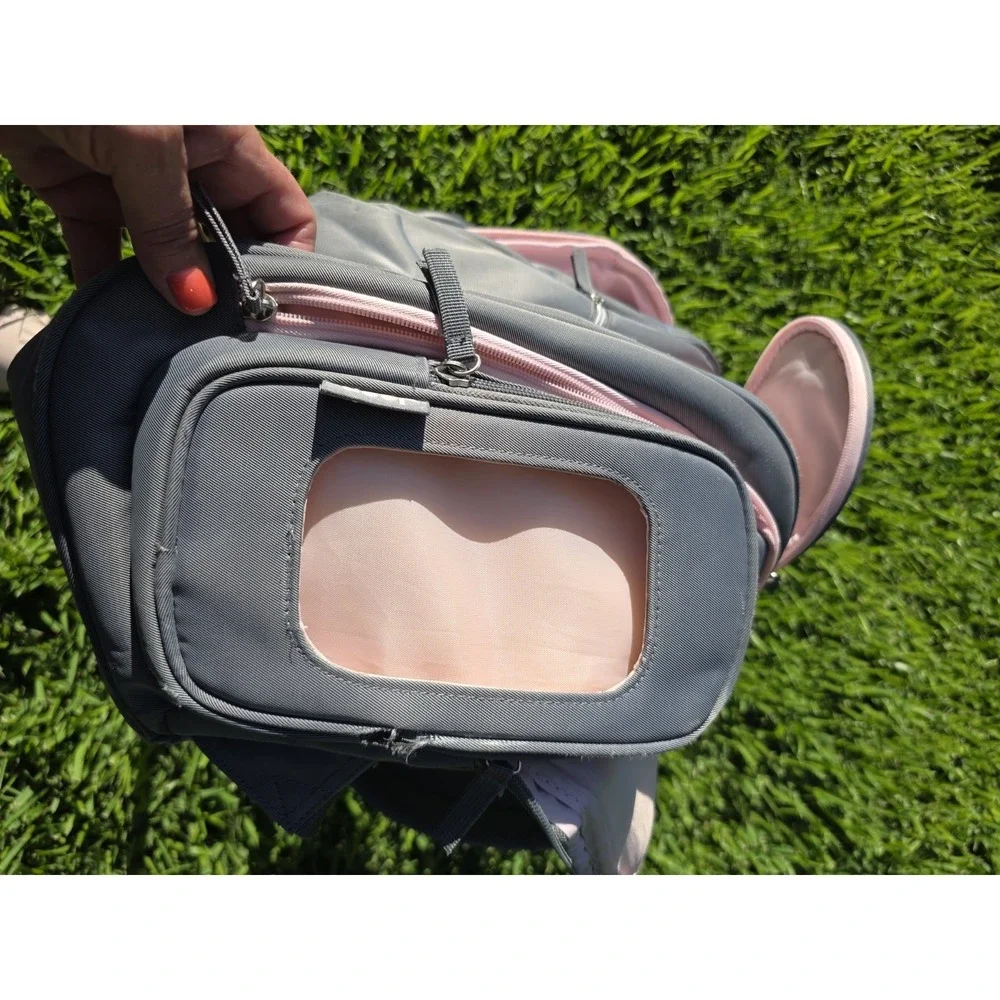 Jeep Adventures Backpack/Diaper Bag Gray with Pink Trim Wipes Container Pocket